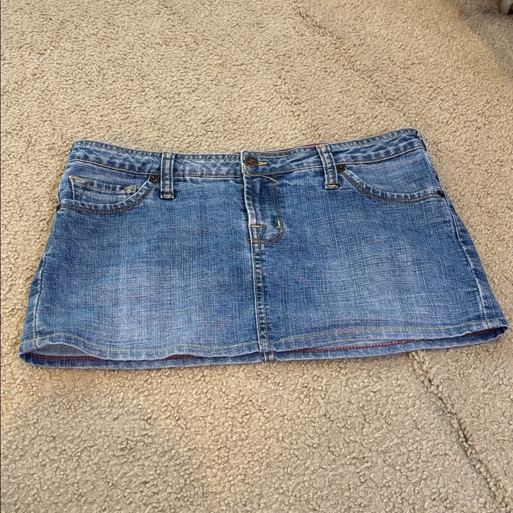 Von Dutch vintage Blue Denim mini super short Skirt - Picture 1 of 6